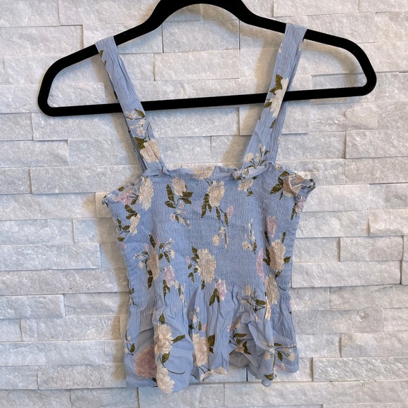 Floral Print Smocked Peplum Tank Top - Picture 6 of 6
